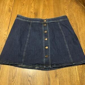 Madewell Skirt Womens 18 Blue Short Mini Denim Jean Stretch A-Line Butto…